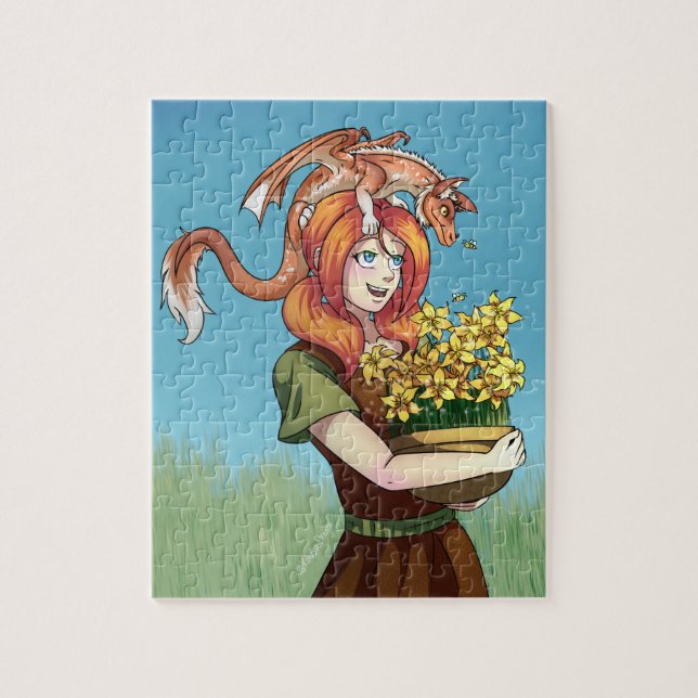 Puzzle Reuniendo flores con un dragón (Vertical)