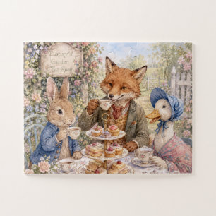 Puzzle Reunión de té de cuento clásico Conejo Zorro Pato