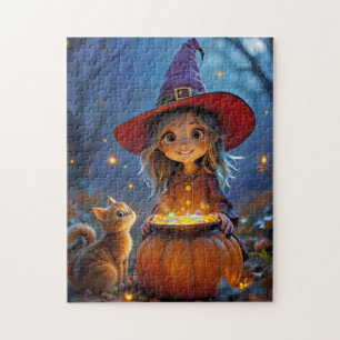 Puzzle ¡Revolviendo un poco de magia! Bruja adorable,