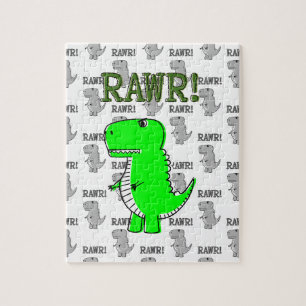 Puzzle Rex T lindo y enojado con patrón blanco y negro