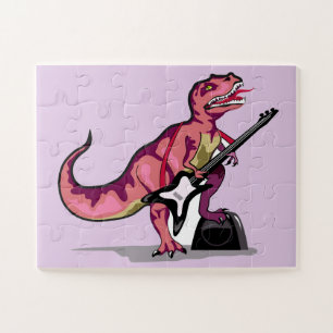 Puzzle Rex Tyrannosaurus Tocando La Guitarra.