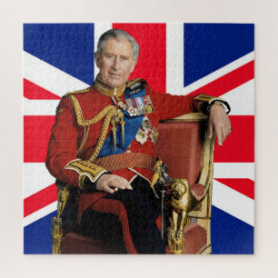 Puzzle Rey Carlos III con bandera británica