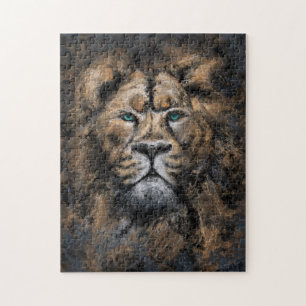 Puzzle Rey León - Cara animal salvaje Arte de pintura abs
