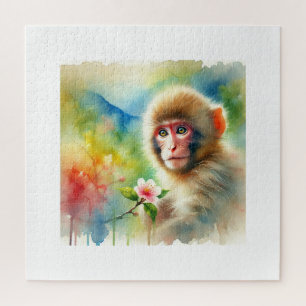 Puzzle Rhesus Macaque 221024AREF134 - Watercolor