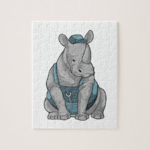 Puzzle Rhino como artesano con llave