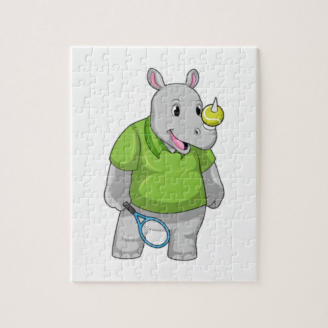Puzzle Rhino en el tenis con baile de tenis (Vertical)