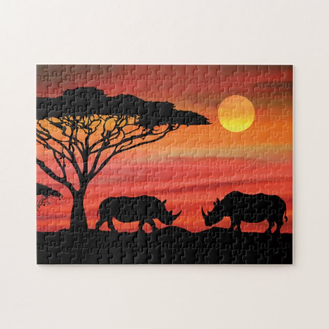 Puzzle Rhinoceros African Sunset (Horizontal)
