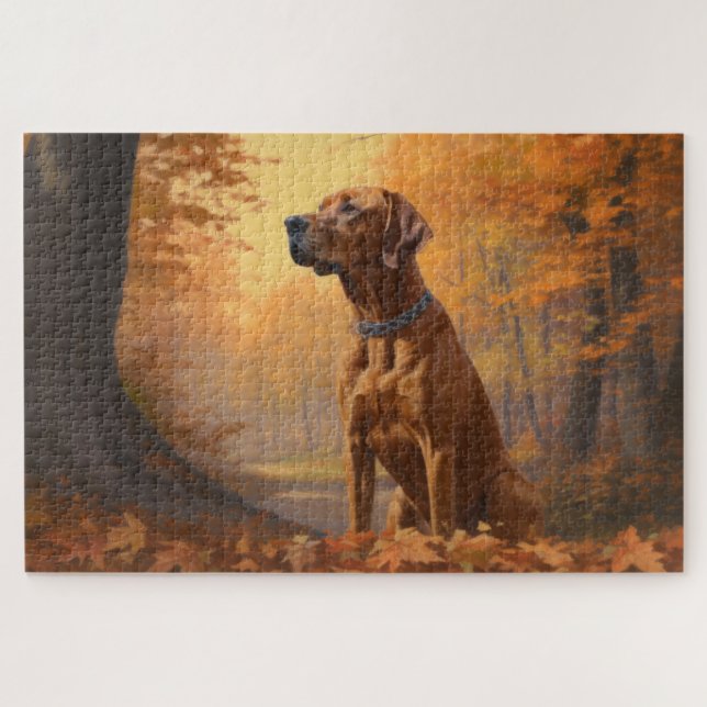 Puzzle Rhodesian Ridgeback  en Otoño Las Hojas Caídas Ins (Horizontal)