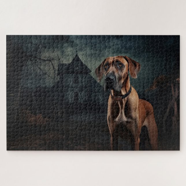 Puzzle Rhodesian Ridgeback Halloween Espeluznante (Horizontal)