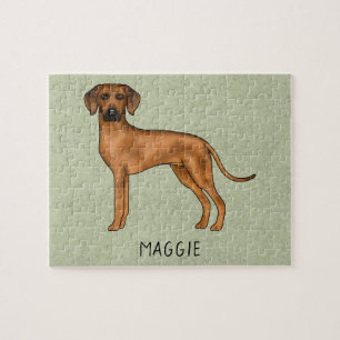 Puzzle Rhodesian Ridgeback Perro León Africano Lindo Verd