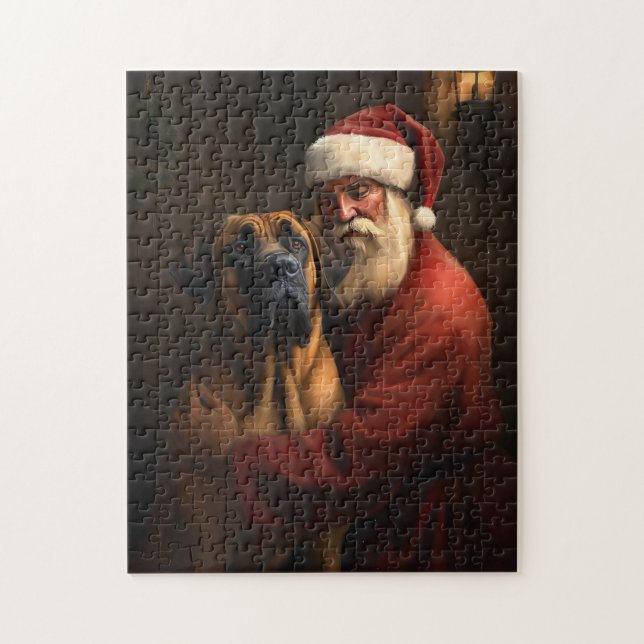 Puzzle Rhodesian Ridgeback Santa Claus Festivo Navidad (Vertical)