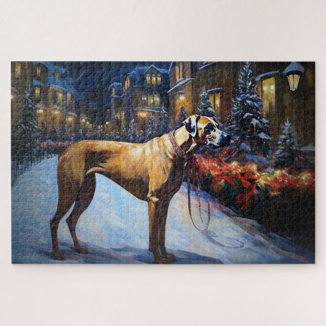 Puzzle Rhodesian Ridgeback Temporada Navideña Festiva (Horizontal)