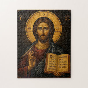 Puzzle Rico icono de oro y negro de Jesucristo y Evangeli
