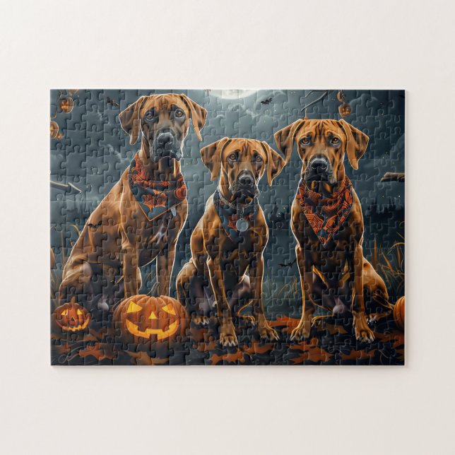 Puzzle Ridgeback Rhodesiano Halloween Spooky (Horizontal)