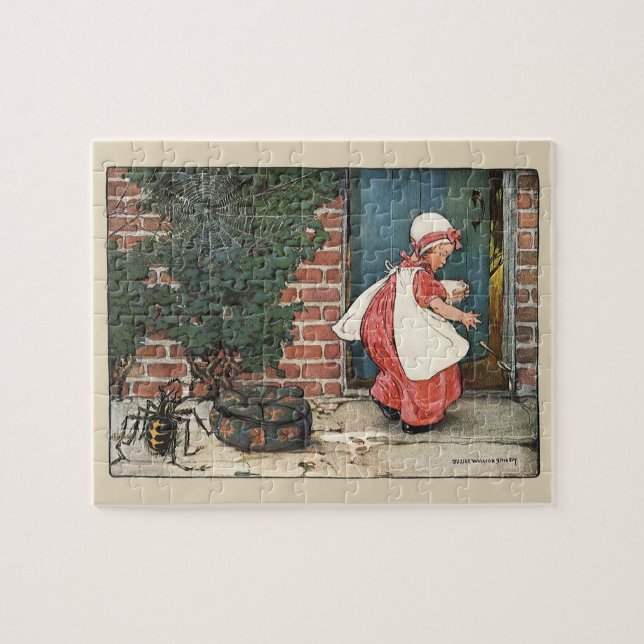 Puzzle Rima infantil vintage de la pequeña Miss Muffet ar (Horizontal)
