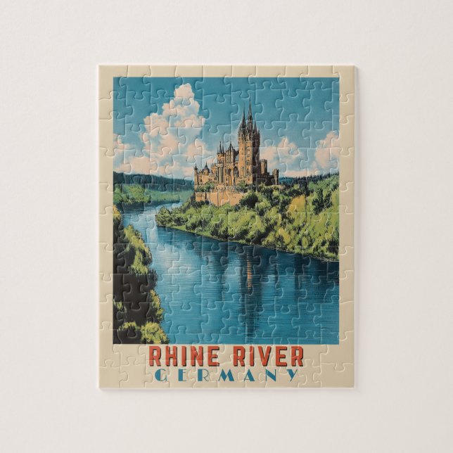 Puzzle Rin River Alemania Viajes de época (Vertical)
