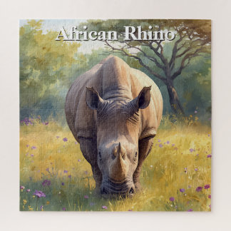 Puzzle Rinoceronte africano de Watercolor Bushveld