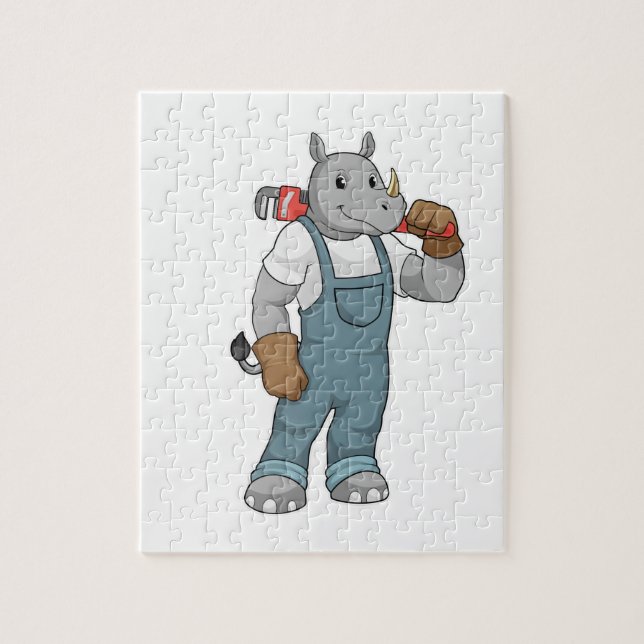 Puzzle Rinoceronte como Handyman con alicates de bomba de (Vertical)