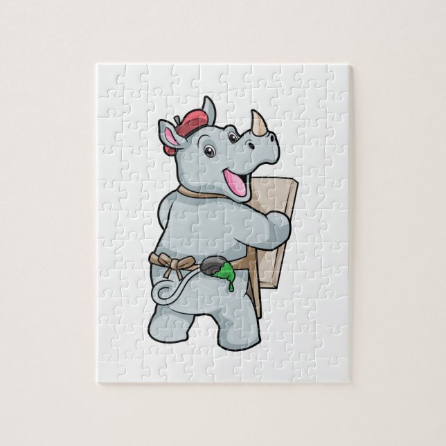 Puzzle Rinoceronte en pintura con colores (Vertical)