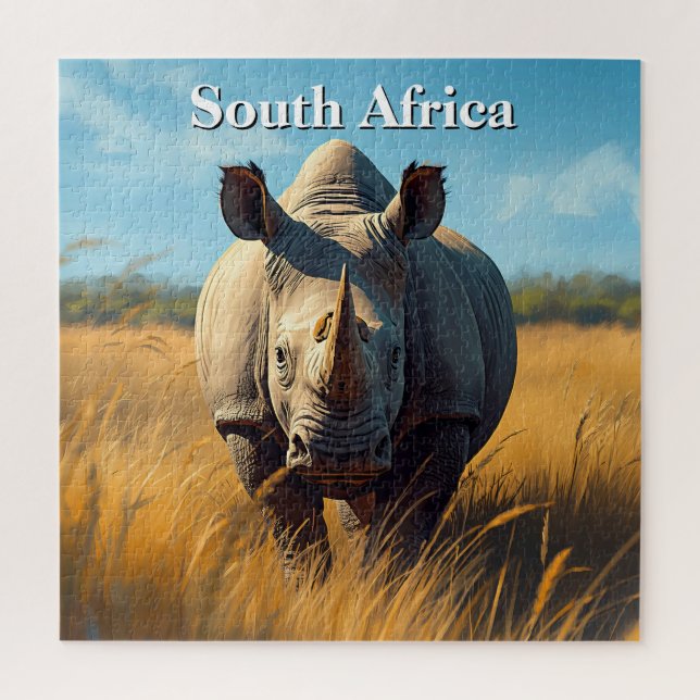 Puzzle Rinoceronte sudafricano del Bushveld retro (Vertical)