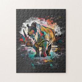 Puzzle ¡Rinocerontes coloridos! | Difícil negro