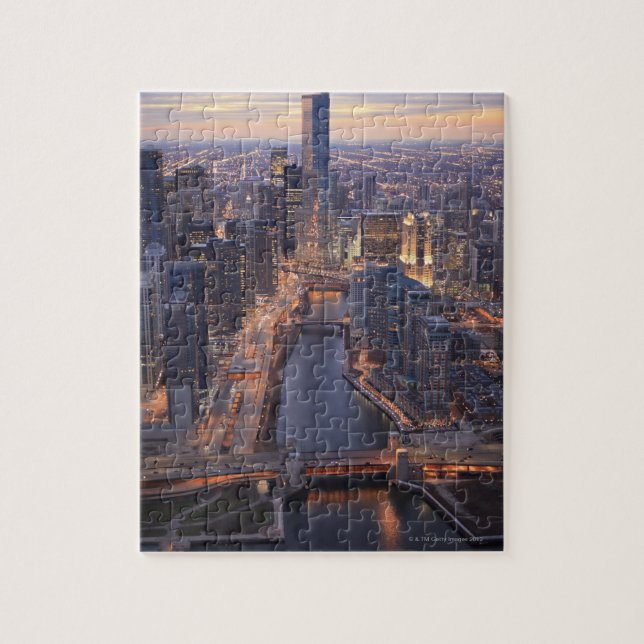 Puzzle Río Chicago y Torre Trump desde arriba (Vertical)