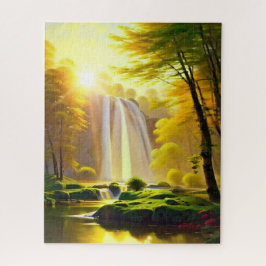 Puzzle Río de los Árboles de Cascadas Sunrise. Un paisaje