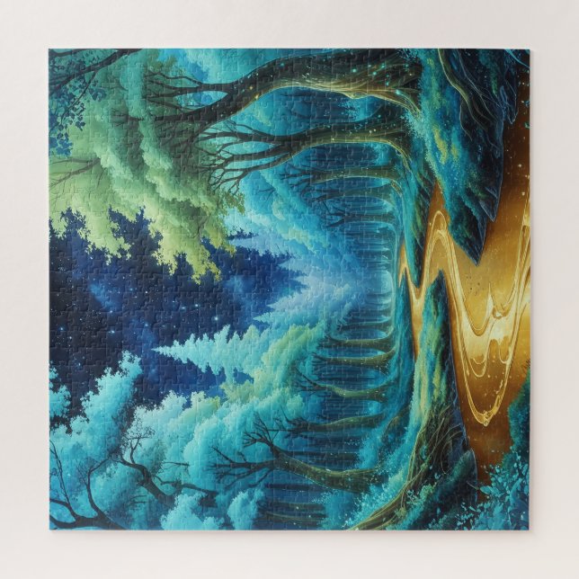 Puzzle Río de oro en bosque de fantasía  (Vertical)