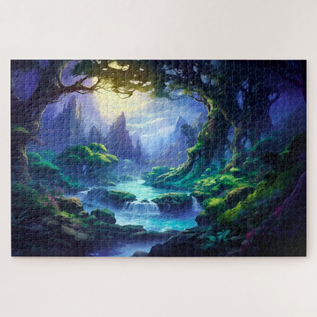 Puzzle Río pacífico bajo la luz de la luna - arte fantasm (Horizontal)