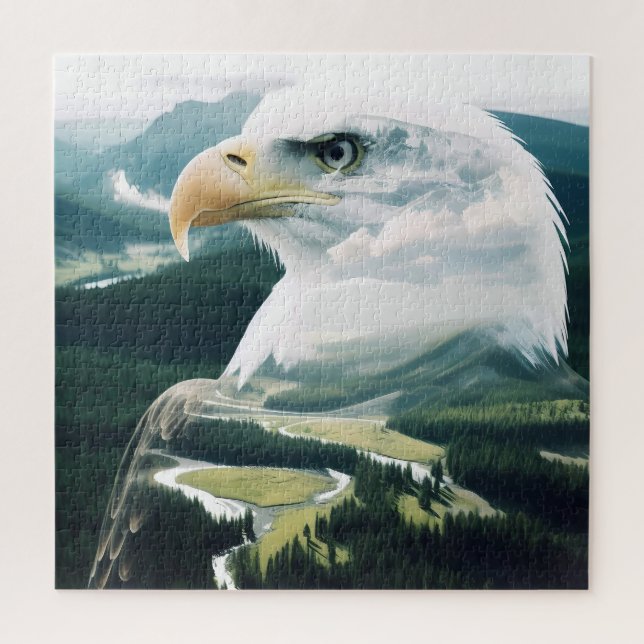 Puzzle Río paisajístico American Bald Eagle Yellowstone N (Vertical)