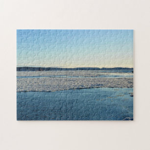 Puzzle Río San Lorenzo en invierno, Quebec, Canadá