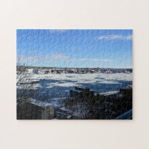 Puzzle Río San Lorenzo en invierno, Quebec, Canadá