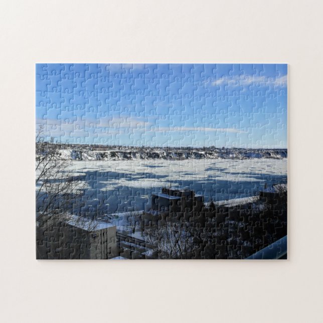 Puzzle Río San Lorenzo en invierno, Quebec, Canadá (Horizontal)
