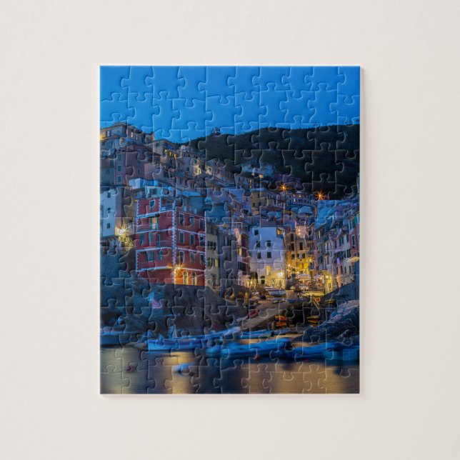 Puzzle Riomaggiore por la noche Cinque Terre Liguria Ital (Vertical)