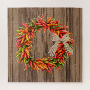 Puzzle Ristra Wreath del suroeste de Chile sobre la mader
