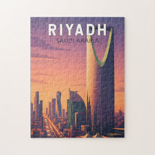 Puzzle Riyadh Arabia Saudita Ilustración Arte de Viaje Re