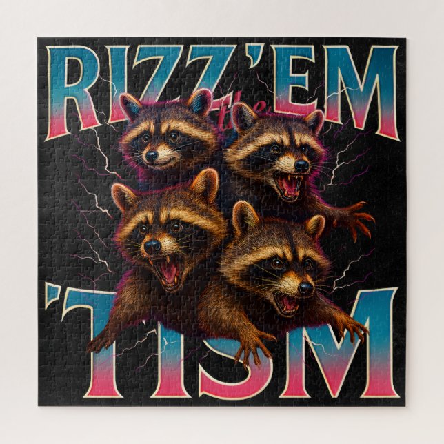 Puzzle Rizz Em con el meme de Tism Autismo Mapache Divert (Vertical)
