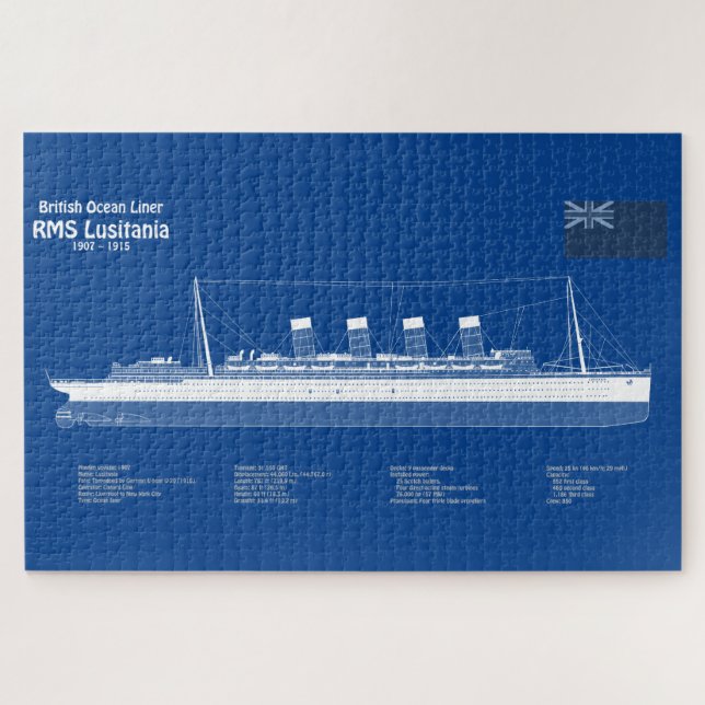 Puzzle RMS Lusitania - Planes de trazado del buque ABD (Horizontal)