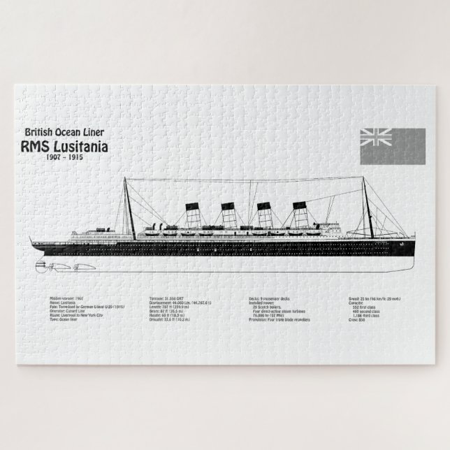 Puzzle RMS Lusitania - Planes de trazado del buque BD (Horizontal)