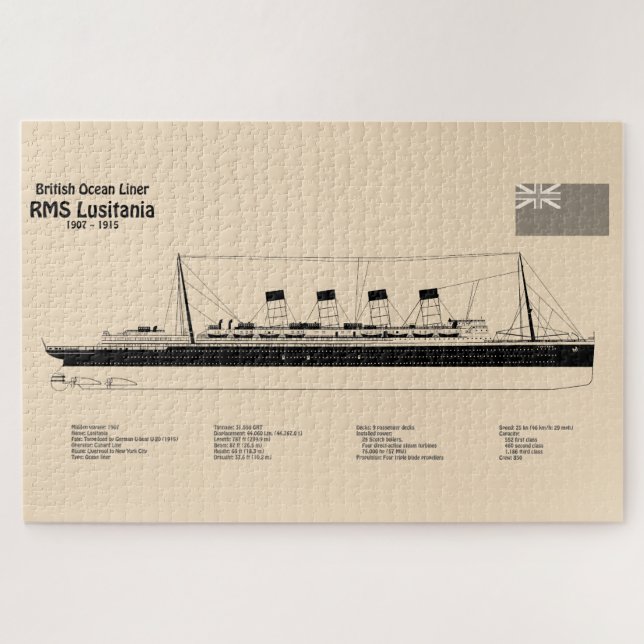 Puzzle RMS Lusitania - Planes de trazado del buque SD (Horizontal)