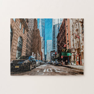 Puzzle Road in city with cars