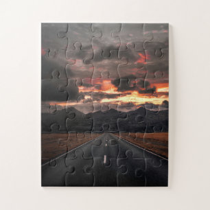 Puzzle Road into Mountain Sunset