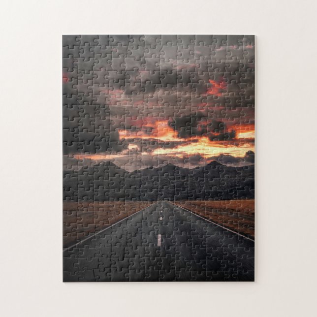 Puzzle Road into Mountain Sunset (Vertical)