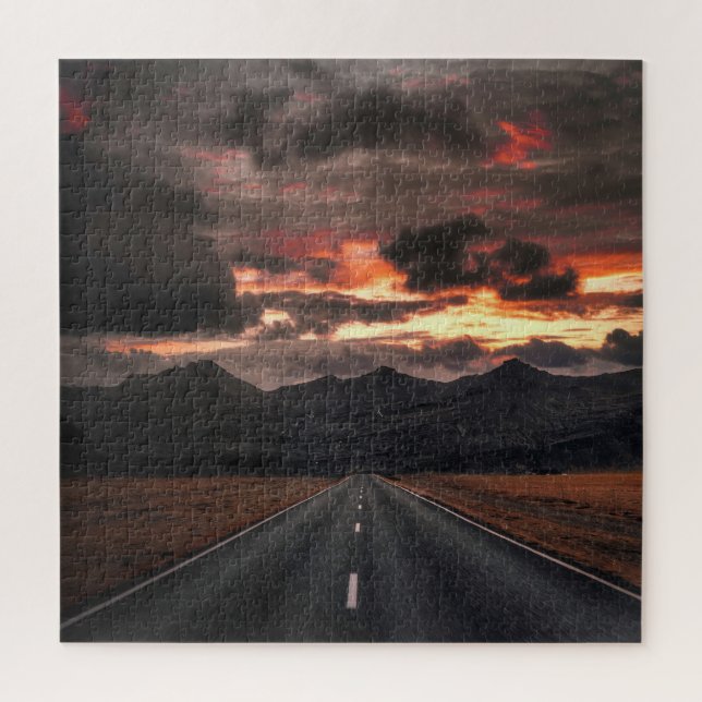 Puzzle Road into Mountain Sunset (Vertical)