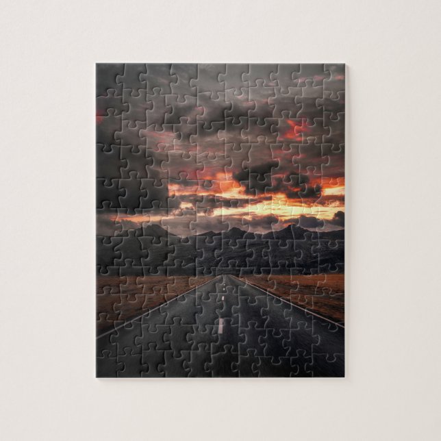 Puzzle Road into Mountain Sunset (Vertical)