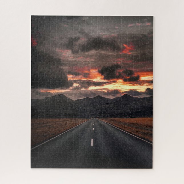 Puzzle Road into Mountain Sunset (Vertical)