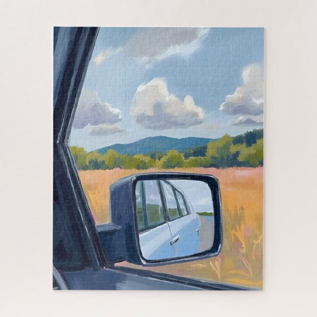 Puzzle Road Trip | Rear View Mirror Watercolor Travel (Vertical)