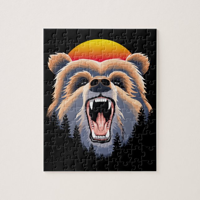 Puzzle Roaring Grizzly Bear Face (Vertical)