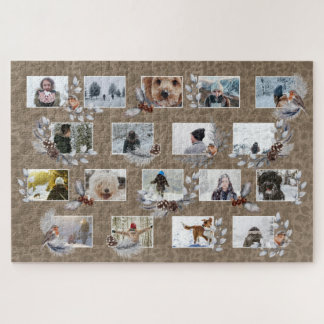 Puzzle Robin Collage de fotos Personalizado Rustic Kraft 