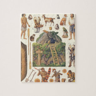 Puzzle Robinson Crusoe, juguetes de muñecas de papel vict